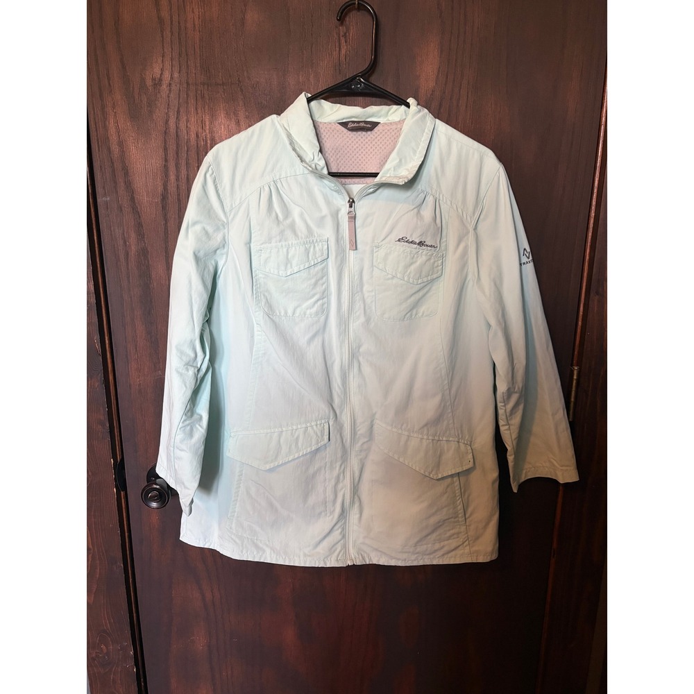 Eddie Bauer Travex Womens Mint Green Lightweight Full Zip Travel Jacket Large